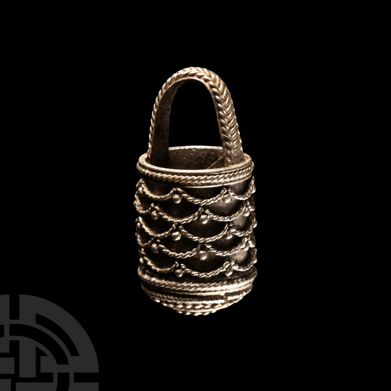 Pre Viking Silver Aroma Bucket Pendant
Circa 4th-7th century A.D. Decorated wit...