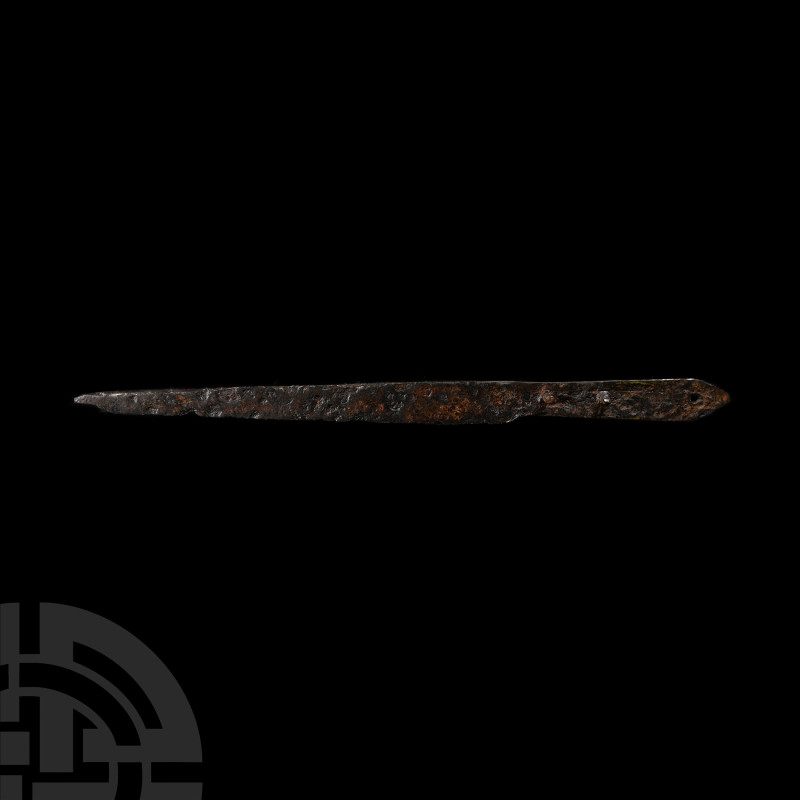 Medieval Iron Dagger
16th century A.D. Comprising a single cutting edge and ret...