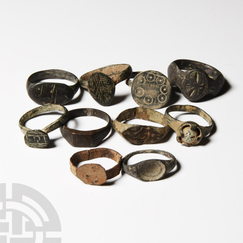 Medieval and Later Bronze Ring Group
Circa 14th-18th century A.D. Including typ...