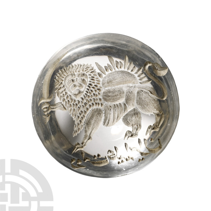 Stamp Seal with Sun and Lion
Late 19th- early 20th century A.D. Plano-convex gl...