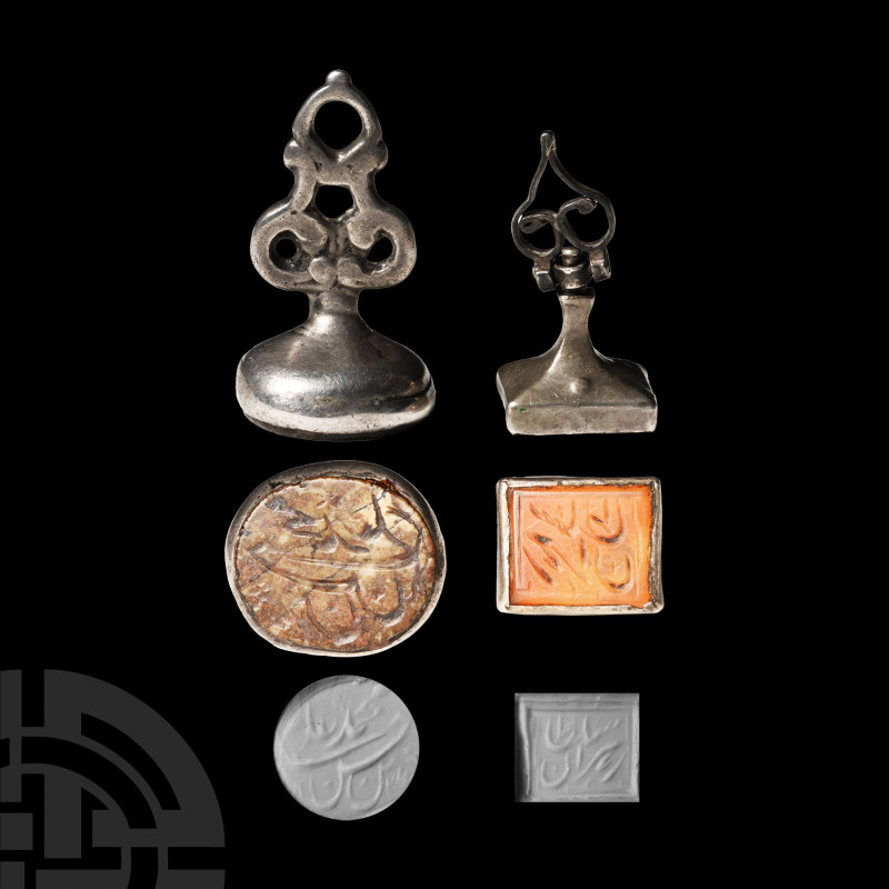 Silver Fob Seal Collection with Calligraphic Gemstones
Circa 19th century A.D. ...