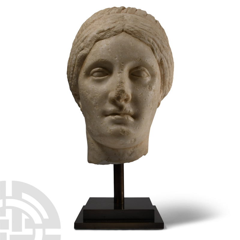 Larger Than Life-Size Hellenistic Style Female Marble Head
Late 19th-early 20th...