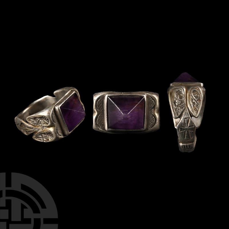 French Silver 'For My Life' Iconographic Ring with Amethyst Gemstone
Late 18th ...