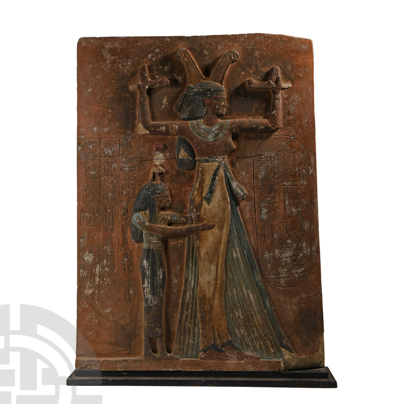 Large Egyptian Revival Painted Stone Plaque
20th century A.D. A substantial dec...