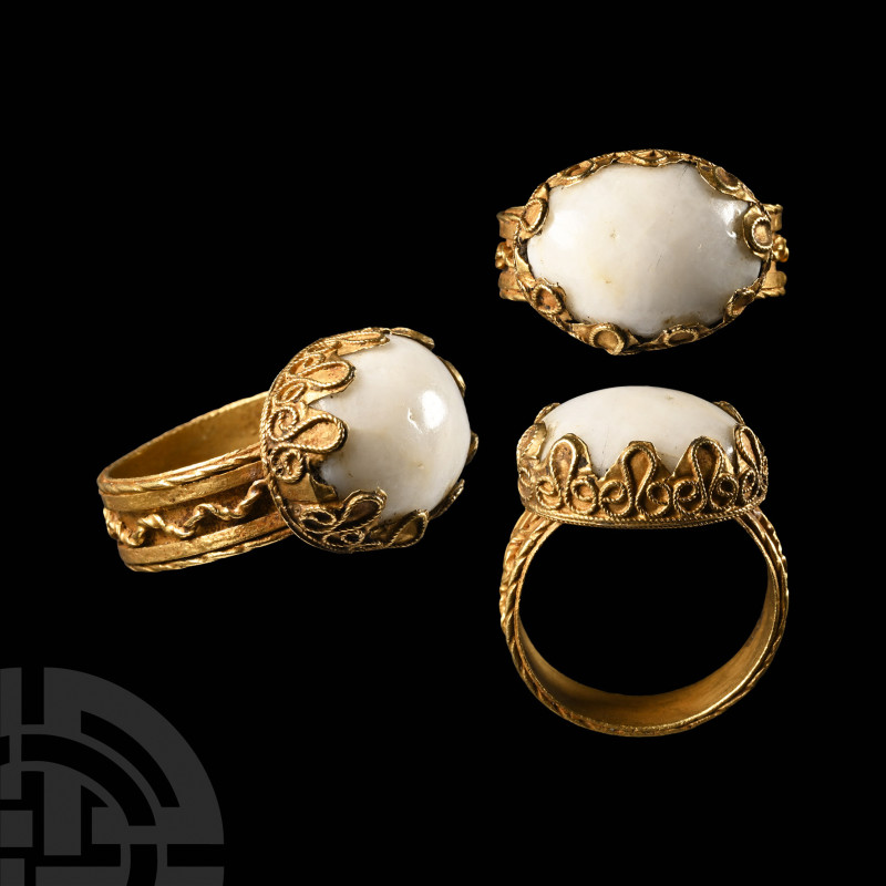 Gold Ring with Chalcedony Cabochon
Late 18th-early 19th century A.D. Flat-secti...