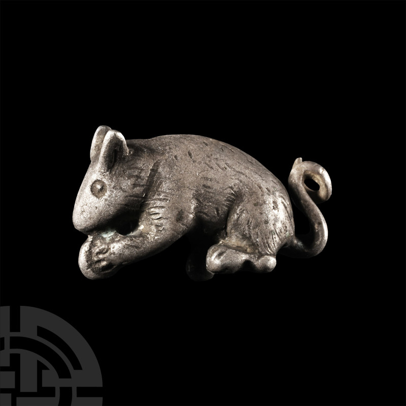 Roman Style Silver Mouse Figure Nibbling a Nut
20th century A.D. or earlier. Mo...