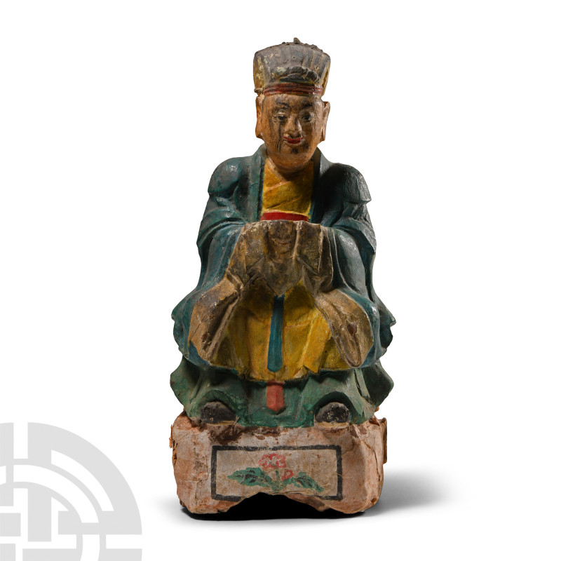 Chinese Ming Painted Wooden House God
Ming Dynasty, 1368-1644 A.D. or later. Ca...