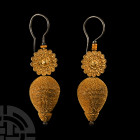 South East Asian Large Ornate Gold and Silver Earring Pair
