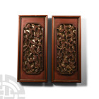 Chinese Gilt Wooden Carved Floral Panel Pair
