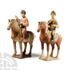 Pair of Large Chinese Tang Terracotta Musicians