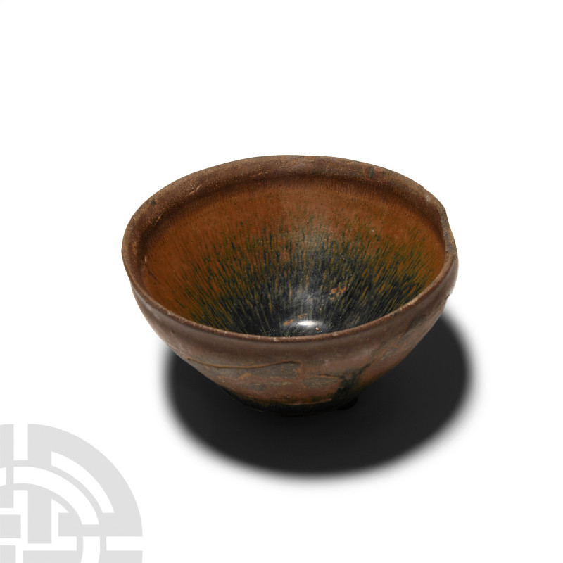 Chinese Jianyao Hare's Fur Tea Bowl
Song Dynasty, 960-1279 A.D. Of conical form...