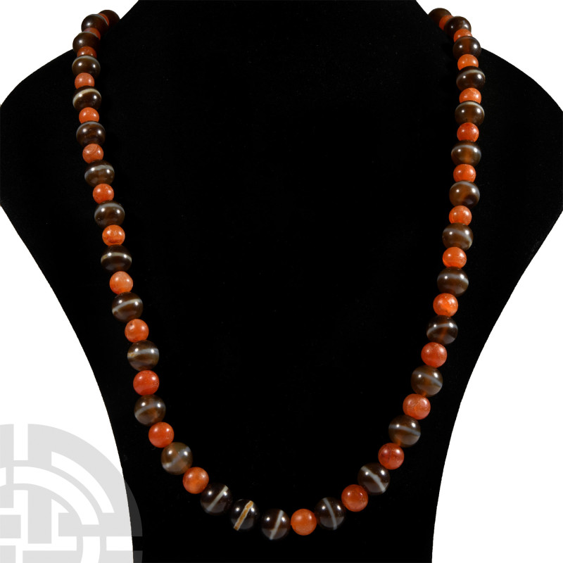 South East Asian Agate and Carnelian Bead Necklace String
20th century A.D. Res...