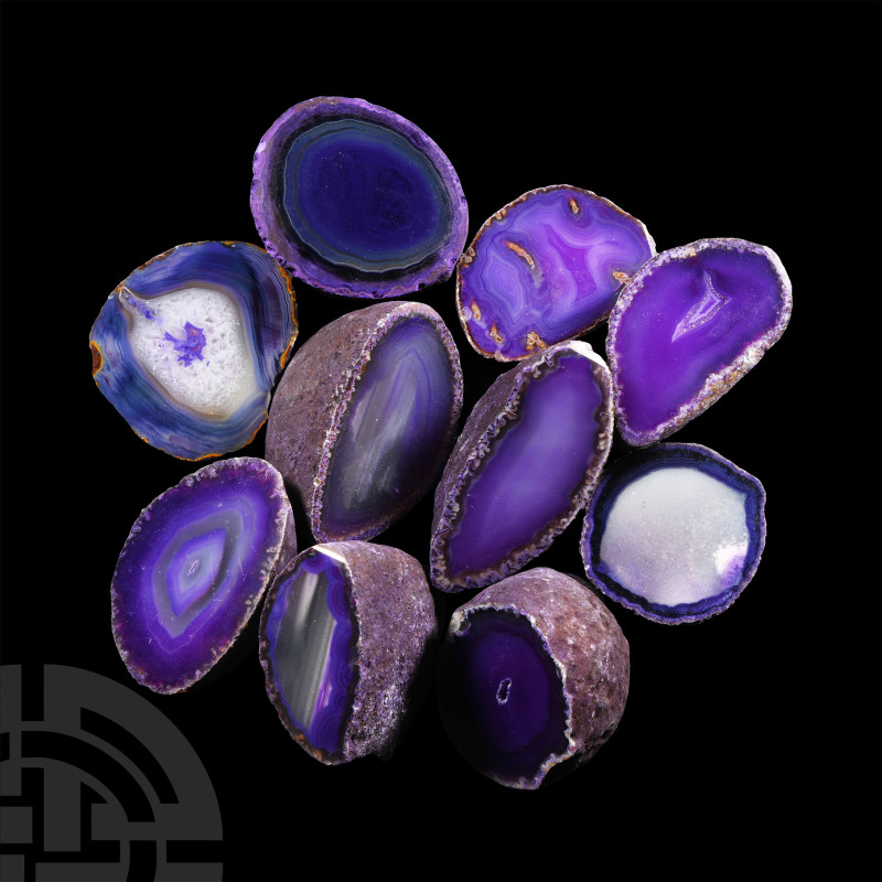 Natural History - Purple Cut and Polished Agate Crystal Geode Half Group [10]
I...