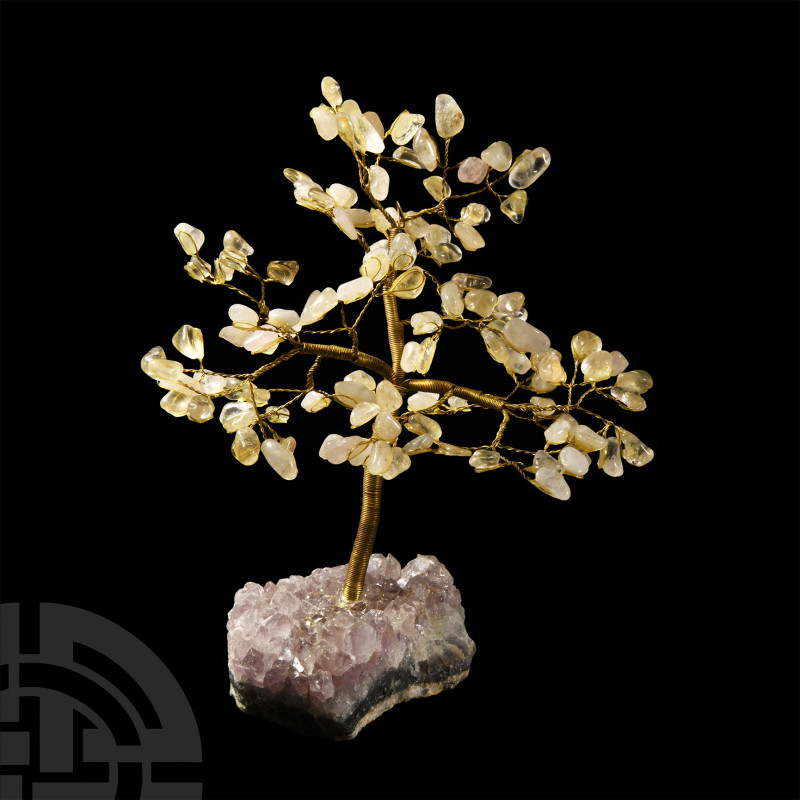 Natural History - Polished Citrine Quartz Crystal Tree on Amethyst Crystal Base...