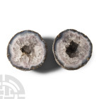 Natural History - Cut and Polished Agate Crystal Geode Pair