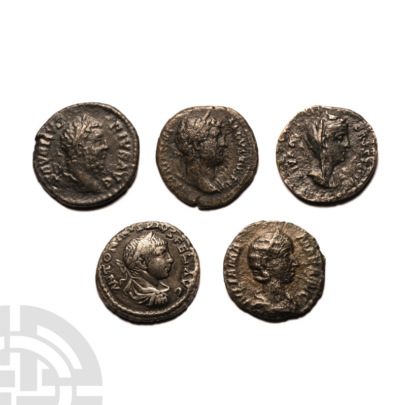 Ancient Roman Imperial Coins - Hadrian to Elagabalus - Mixed AR Denarii Group [5...