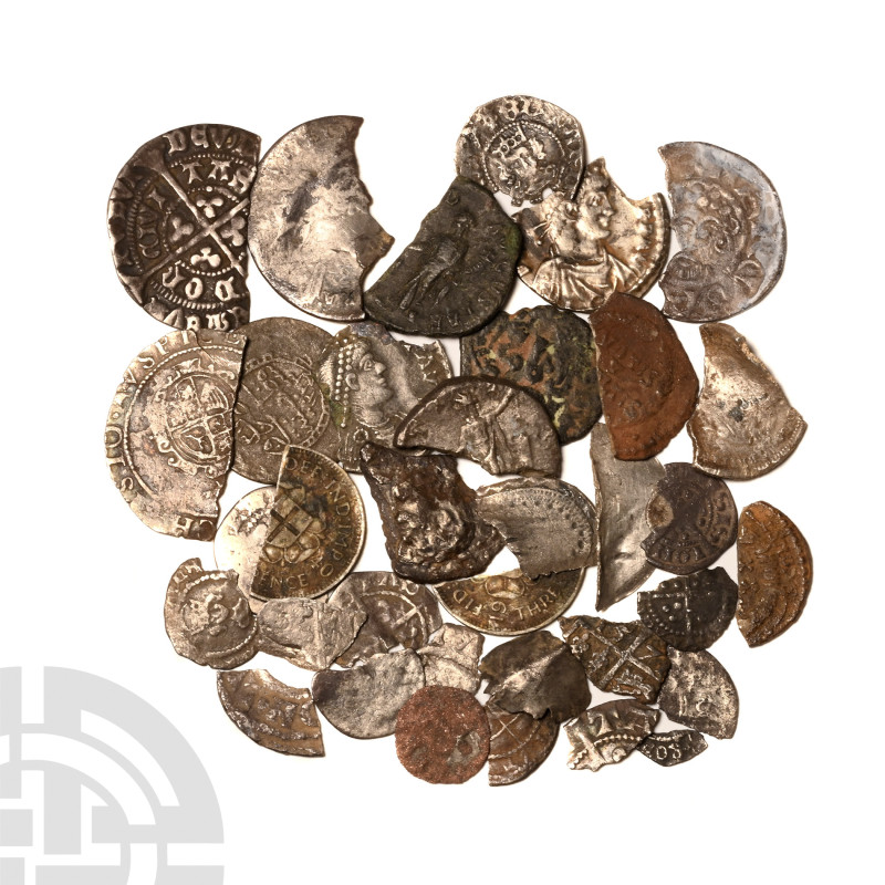 English Medieval Coins - Mixed Silver Medieval and Other Coin Fragment Group [35...