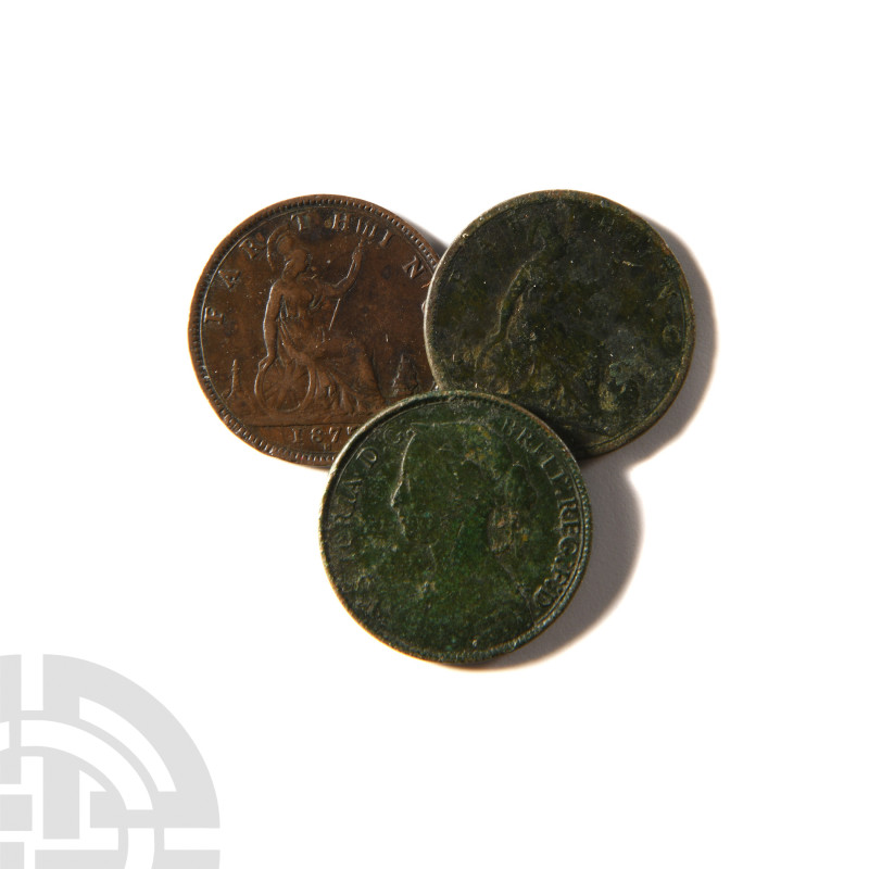 English Milled Coins - Victoria - AE Farthing Group [3]
Dated 1860, 1875, 1883 ...