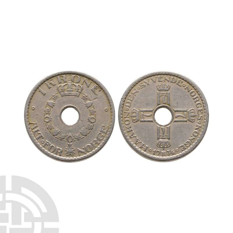 World Coins - Norway - 1936 - AR One Krone
Dated 1936 A.D. Obv: cross consistin...