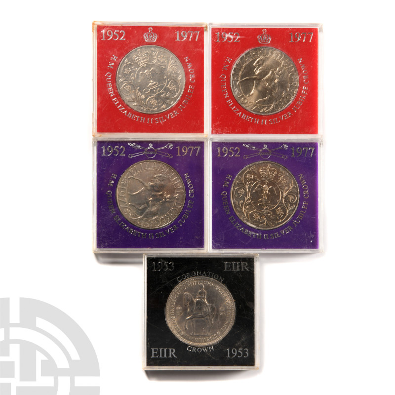 Commemorative Medals - Queen Elizabeth II - Cased Commemorative Crown Group [5]...