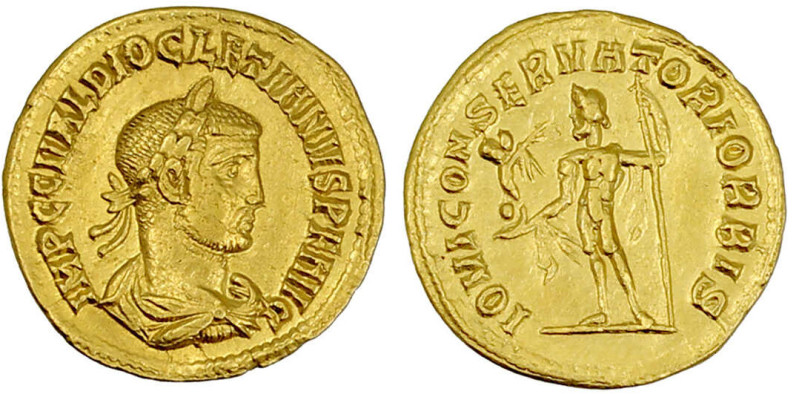 Römische Goldmünzen

Kaiserzeit

Diokletian, 284-305

Aureus 284/286, Kyzi...