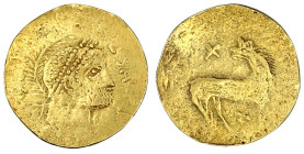 Römische Goldmünzen

Kaiserzeit

Constantinus I. der Große, 306-337

Barbarischer Beischlag, einen Solidus der constantinischen Familie imitiere...