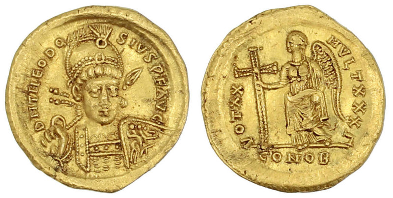 Römische Goldmünzen

Kaiserzeit

Theodosius II., 408-450

Solidus 420/422,...