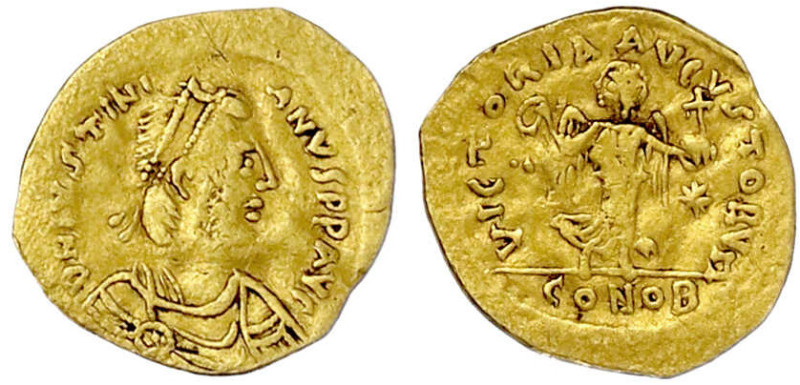 Byzantinische Goldmünzen

Kaiserreich

Justinian I., 527-565

Tremissis 52...