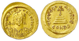 Byzantinische Goldmünzen

Kaiserreich

Tiberius II. Constantin, 578-582

Solidus 578/582. Constantinopel, 5. Off. Brb. v.v./Stufenkreuz. 4,43 g....