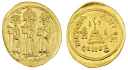 Byzantinische Goldmünzen

Kaiserreich

Heraclius, 610-641

Solidus 639/641, Constantinopel, 5. Offizin, 10. Indiktion. Heraclius, Heraclius Cons...