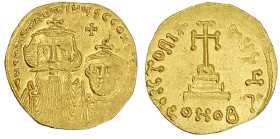 Byzantinische Goldmünzen

Kaiserreich

Constans II., 641-668

Solidus 654/659, Constantinopel, 3. Off. 4,43 g. vorzüglich/Stempelglanz. Sear 959...