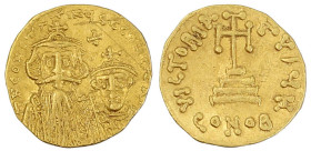 Byzantinische Goldmünzen

Kaiserreich

Constans II., 641-668

Solidus 654/659, Constantinopel, 8. Off. 4,33 g. sehr schön/vorzüglich, Kratzer. S...