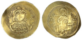 Byzantinische Goldmünzen

Kaiserreich

Michael VII., 1071-1078

Histamenon ELECTRON 1071/1078 Hüftbild v.v. mit Labarum und Kreuzglobus/Christus...