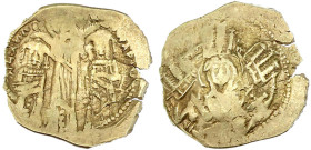 Byzantinische Goldmünzen

Kaiserreich

Andronicus II. und Michael IX., 1295-1320

Hyperpyron 1295/1320, Constantinopel. Christus krönt beide Kai...