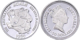 Ausländische Goldmünzen und -medaillen

Australien

Elisabeth II., 1952-2022

50 Dollars Koala PLATIN 1989. Koala mit Jungtier auf Ast. 1/2 Unze...