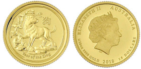 Ausländische Goldmünzen und -medaillen

Australien

Elisabeth II., 1952-2022

15 Dollars Lunar Jahr des Hundes 2018. 1/10 Unze Feingold. Im orig...