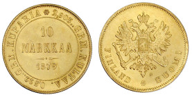 Ausländische Goldmünzen und -medaillen

Finnland

Alexander II., 1855-1881

10 Markkaa 1879. 3,23 g. 900/1000. vorzüglich/Stempelglanz. Bitkin 6...