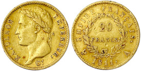 Ausländische Goldmünzen und -medaillen

Frankreich

Napoleon I., 1804-1814/15

20 Francs 1811 A, Paris. 6,45 g. 900/1000. sehr schön. Krause/Mis...