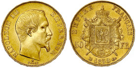 Ausländische Goldmünzen und -medaillen

Frankreich

Napoleon III., 1852-1870

50 Francs 1858 BB, Straßburg. 16,13 g. 900/1000. Auflage nur 9135 ...