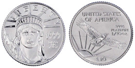 Ausländische Goldmünzen und -medaillen

Vereinigte Staaten von Amerika

Unabhängigkeit, seit 1776

10 Dollars PLATIN 1999, Liberty/Adler über So...