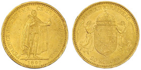 Gold der Habsburger Erblande und Österreichs

Haus Habsburg

Franz Joseph I., 1848-1916

20 Korona 1892 KB. Stehender Herrscher. Für Ungarn. 6,7...