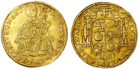 Gold der Habsburger Erblande und Österreichs

Salzburg

Max Gandolph von Kuenburg, 1668-1687

Dukat 1683. Hl. Rupert auf Thron. 3,46 g. sehr sch...