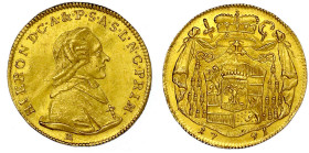 Gold der Habsburger Erblande und Österreichs

Salzburg

Hieronymus Graf von Colloredo, 1772-1803

Dukat 1791 M. 3,49 g. gutes vorzüglich, min. g...