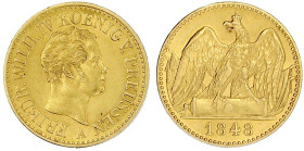 Altdeutsche Goldmünzen und -medaillen

Brandenburg-Preußen

Friedrich Wilhelm IV., 1840-1861

Doppelfriedrich d´or 1848 A, Berlin. 13,32 g. vorz...