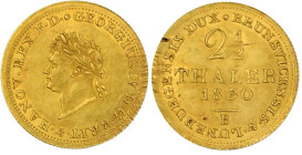 Altdeutsche Goldmünzen und -medaillen

Braunschweig-Calenberg-Hannover

Georg IV., 1820-1830

2 1/2 Taler 1830 B. 3,29 g. gutes vorzüglich, kl. ...