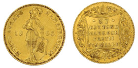 Altdeutsche Goldmünzen und -medaillen

Hamburg-Stadt

Dukat 1863, Altona. 3,49 g. fast Stempelglanz, Prachtexemplar, sehr selten in dieser Erhaltu...