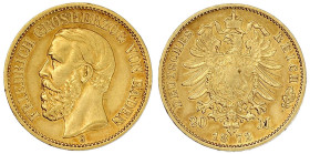 Reichsgoldmünzen

Baden

Friedrich I., 1856-1907

20 Mark 1872 G. fast vorzüglich. Jaeger 184.