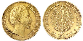 Reichsgoldmünzen

Bayern

Ludwig II., 1864-1886

10 Mark 1876 D. sehr schön, Kratzer, Randfehler. Jaeger 196.