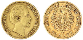 Reichsgoldmünzen

Bayern

Ludwig II., 1864-1886

20 Mark 1876 D. sehr schön. Jaeger 197.