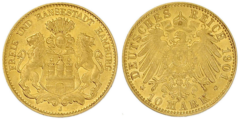 Reichsgoldmünzen

Hamburg

10 Mark 1901 J. vorzüglich. Jaeger 211.